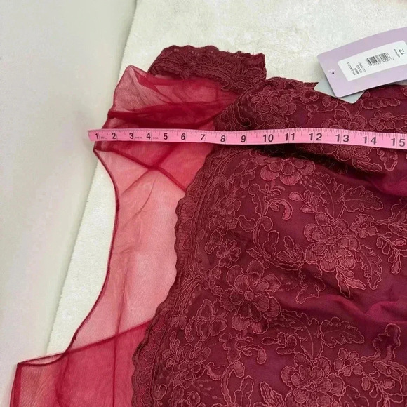 JS Collections Embroidered Blouson Midi Dress In Sangria Size 12 - Picture 12 of 13